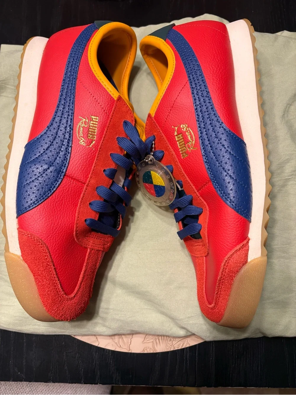 Puma Red Sneakers with Blue Formstripe and Yellow Lining